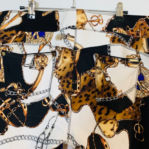 Luxe Slims Jegging XL 18-20 Collant Jean White Rope Chain Equestrian Print - Picture 9 of 14